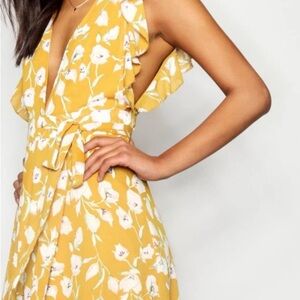 Boohoo Yellow Floral Backless Dress